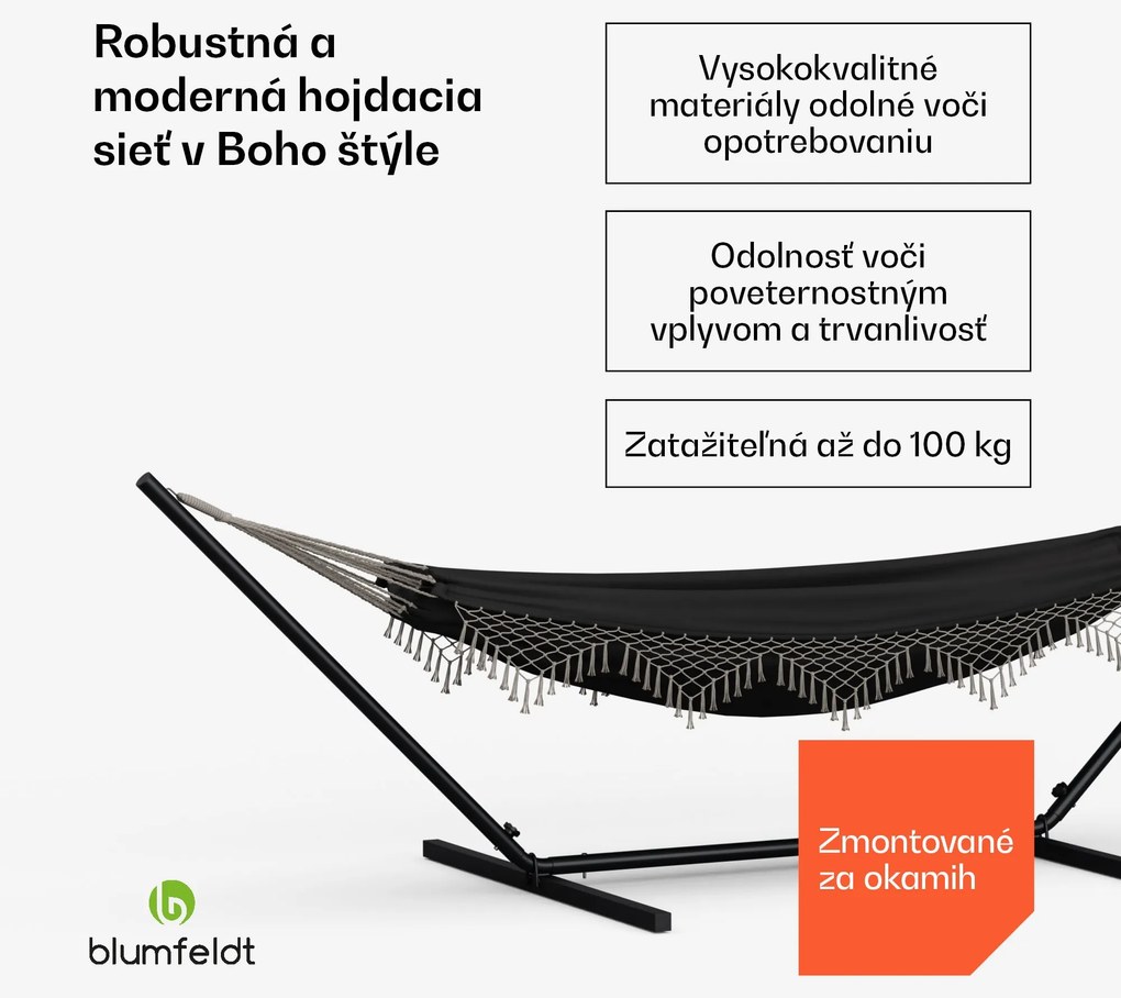 Blumfeldt SwayStation Boho hojdacia sieť, 400 x 116 cm, odolná proti poveternostným vplyvom, odolná proti hrdzi