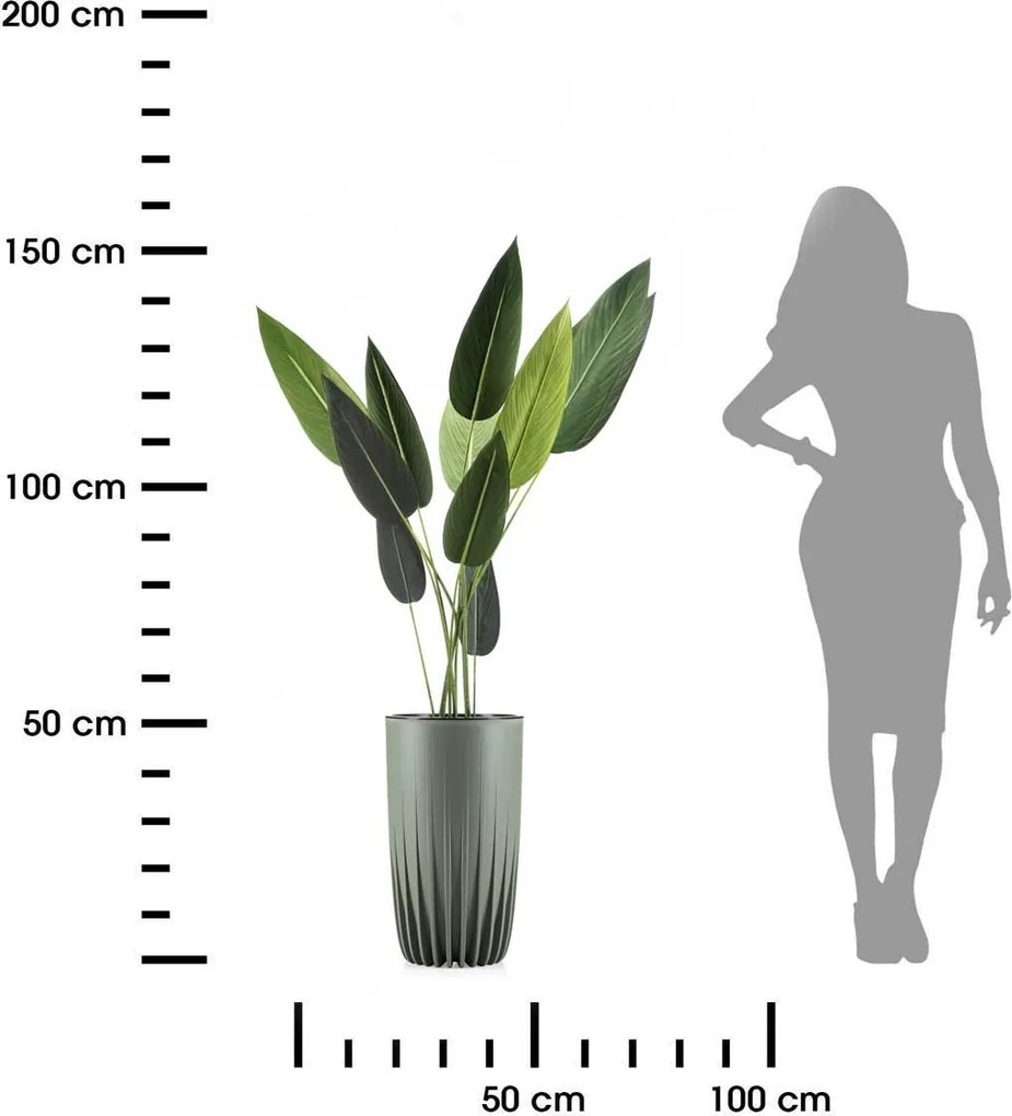 Květináč STRIPPED ECO II 30 cm šedo-zelený