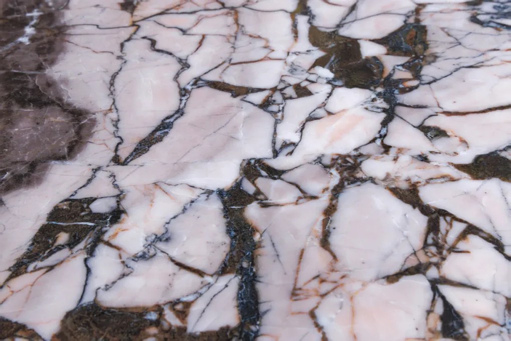 Jedálenský stôl ORGANIC 200 cm oválny, viacfarebný mramorový vrch s rámom v šampansko-zlatej farbe