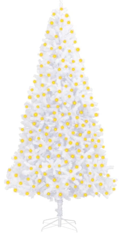 Umelý vianočný stromček s LED 300 cm biely 3077736