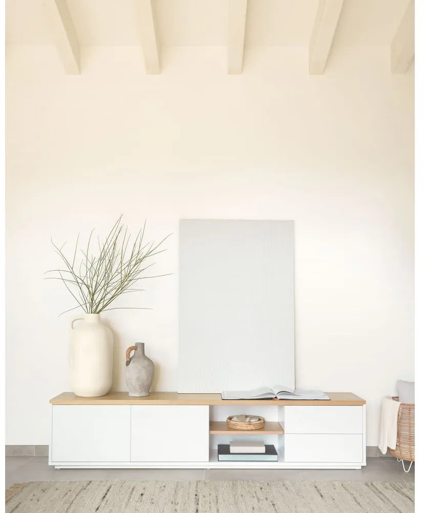 Biely TV stolík 200x44 cm Abilen – Kave Home