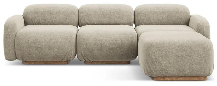 Béžová modulárna rohová pohovka z textílie buklé Ailani – Makamii