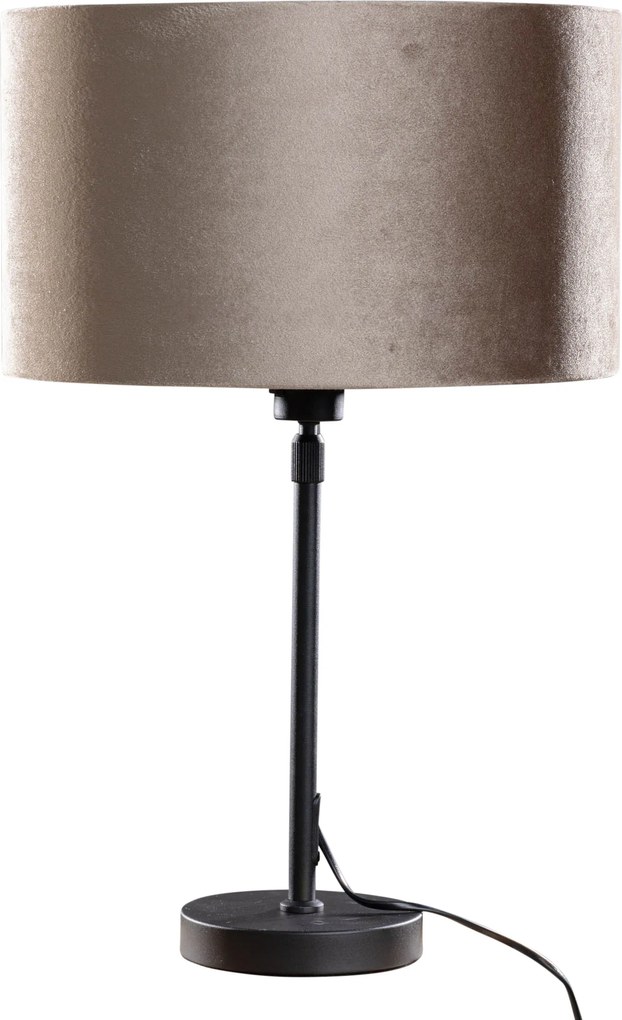 Stolová lampa čierna s taupe zamatovým tienidlom 35 cm - Parte