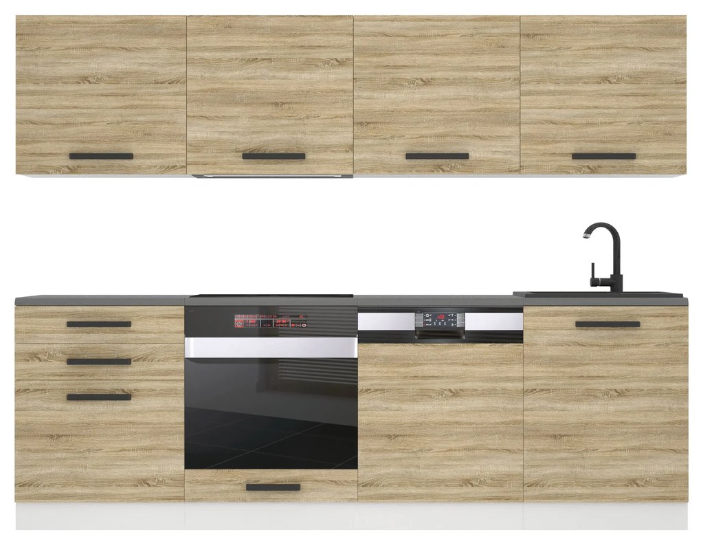 Kuchynská linka Belini Premium Full Version 240 cm dub sonoma s pracovnou doskou ALICE