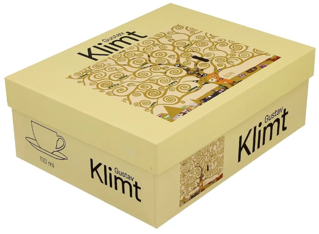 Duo Porcelánová šálka s podšálkou Klimt Ecru Tree Of Life 90 ml sada 2ks