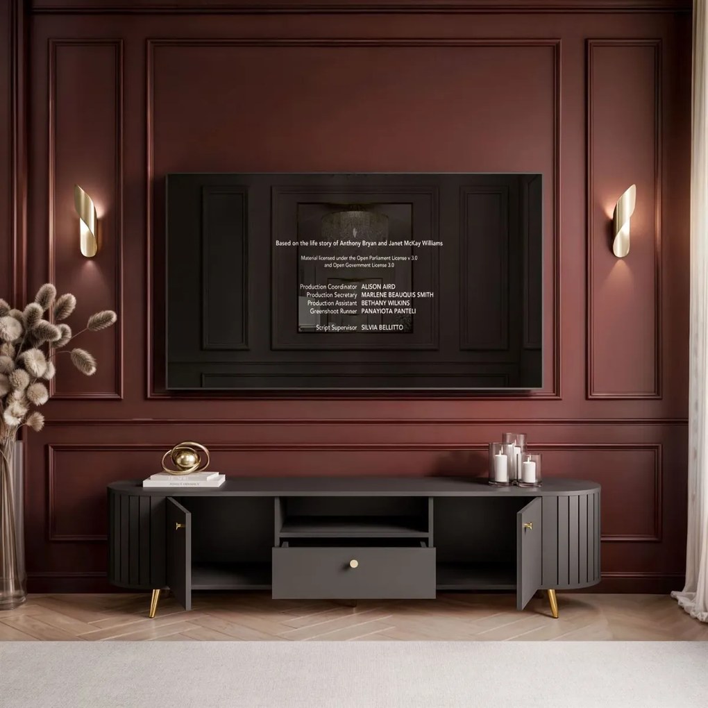 TV STOLÍK LANDRY 3 ČIERNY 180 cm