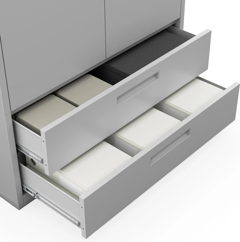 Modulárna kovová multifunkčná skriňa s dvoma zásuvkami sivá MEGAN 1950 x 900 x 400 mm