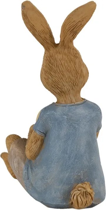 Dekorácia sediaci králik s maľovaným vajíčkom - 10*6*12 cm
