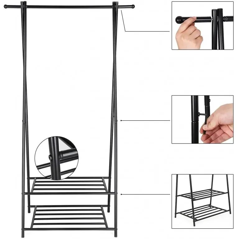 Stojan na oblečenie Luca čierny