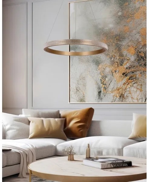 LED Luster na lanku HASHIM LED/34W/230V pr. 60 cm medená