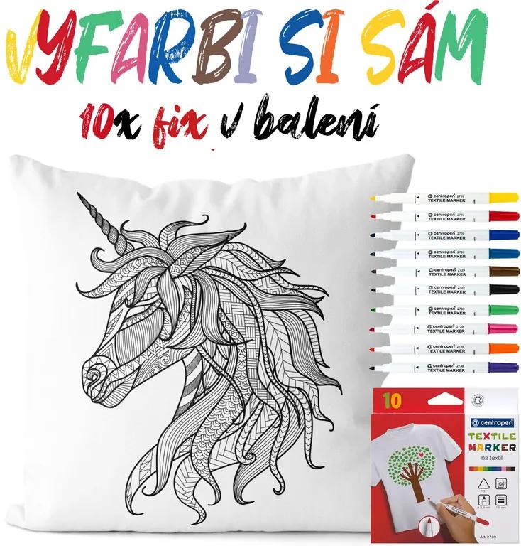 Vankúšik na vyfarbenie Unicorn (Velikost polštáře: 40 x 40 cm)