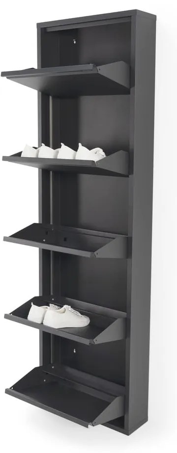 Čierna kovová výklopná skrinka na topánky 50x169x15 cm Billy – Spinder Design