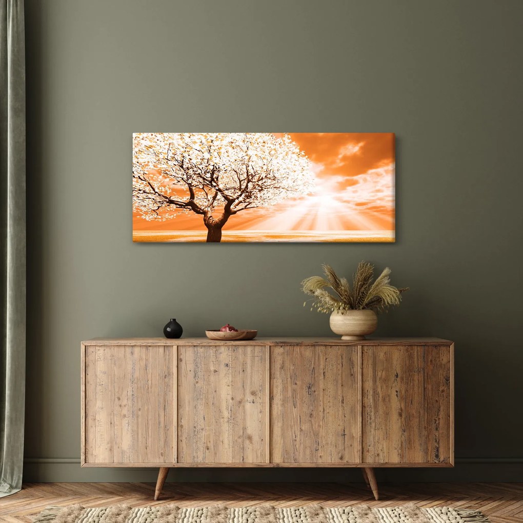 Oranžový obraz stromu (120x50 cm)