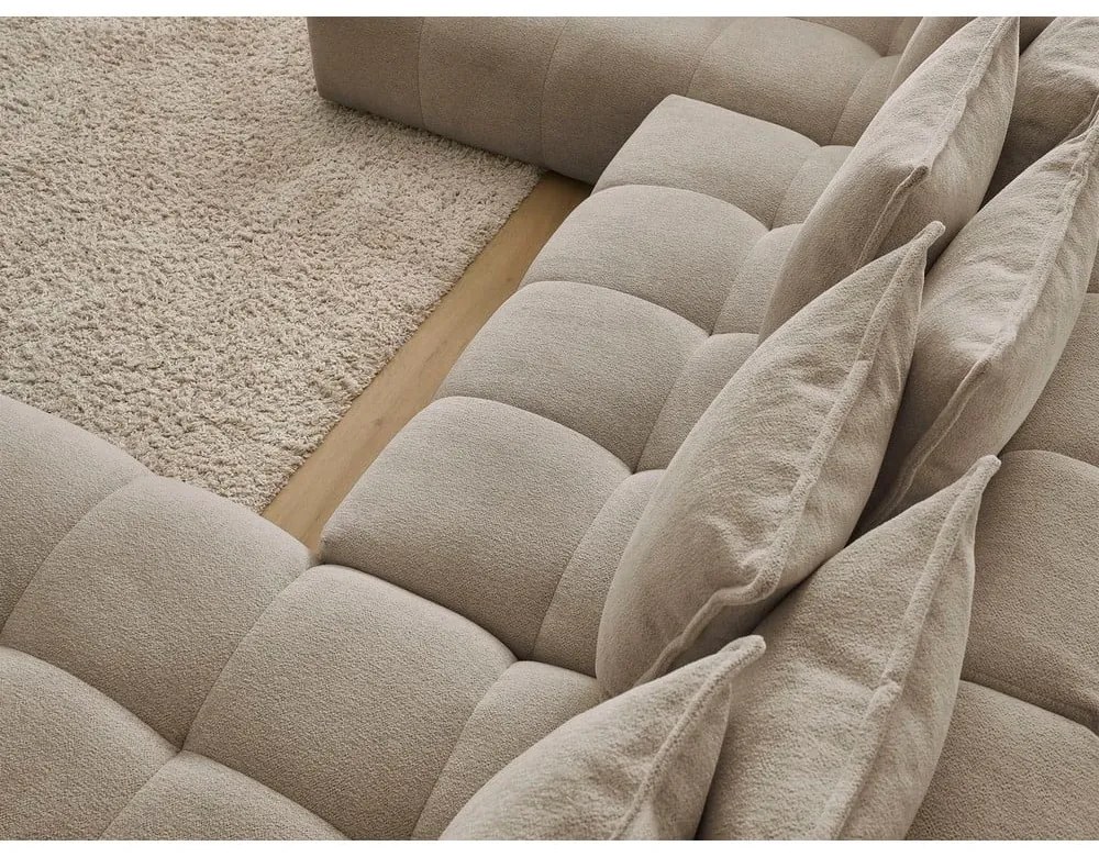 Taupe ženilková rozkladacia/s úložným priestorom rohová pohovka (ľavý roh/do tvaru "U") Everest – Bobochic Paris