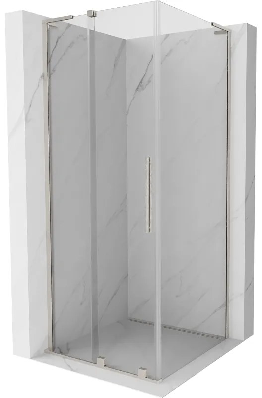 Mexen Velar L, sprchový kút s posuvnými dverami 120 x 120 cm, 8mm číre sklo, brúsená oceľ, 871-120-120-03-97