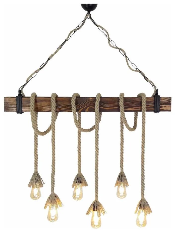 Luster s lankom KUTUK 6xE27/40W/230V borovica