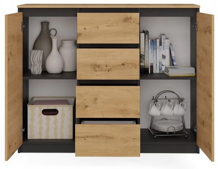 Komoda Musecalo 8 (antracit + biela). Akcia -18%. Vlastná spoľahlivá doprava až k Vám domov. 1132845