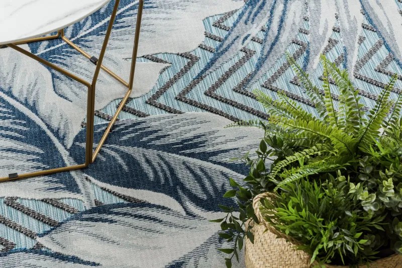 Dywany Łuszczów, Kusový koberec Botanic 65242 Feathers aqua – na von aj na doma, 78x150, modrá, chodba / predsieň