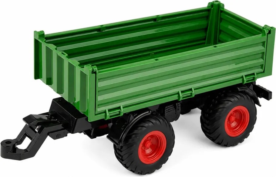 LEAN Toys Poľnohospodársky traktor s vyklápacím prívesom, diaľkovo ovládaný, svetlá a zvuky, mierka 1:24