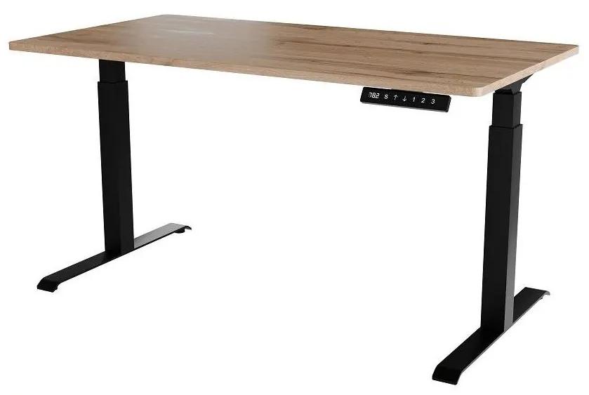 Cama Meble Elektrický výškovo nastaviteľný pc stôl MOON LONG (čierna + dub)