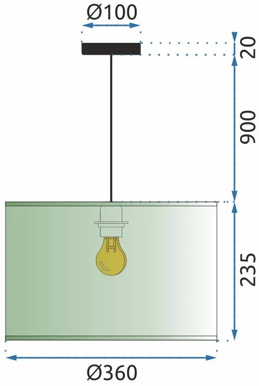 Toolight - Závesná lampa Blue Gold 36cm E27 60W APP953-1CP, modrá-zlatá, OSW-06679