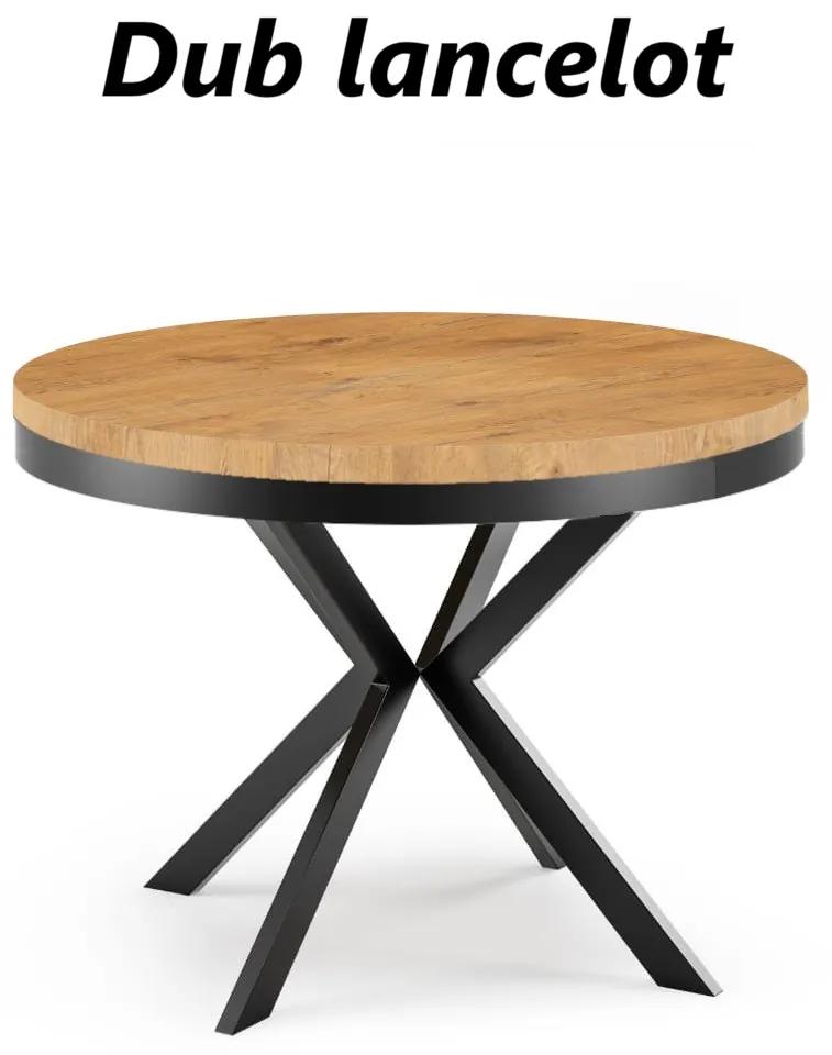 Okrúhly rozkladací jedálensky stôl MARION PLUS 100cm - 176cm Kominácia stola: dub lancelot - čierne nohy