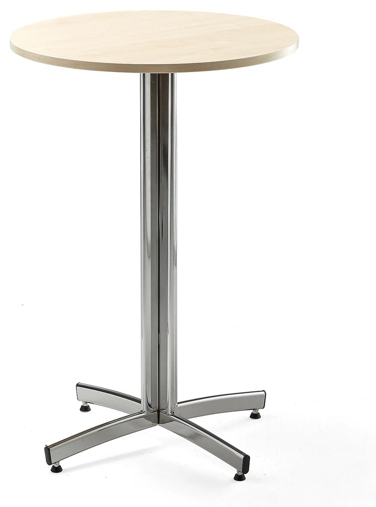 Barový stôl SANNA, Ø700x1050 mm, chróm/breza