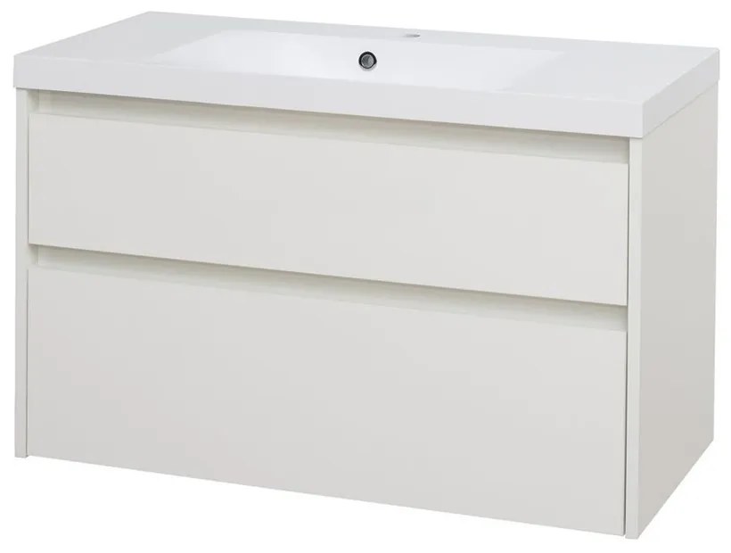 Mereo Mereo, Opto, kúpeľňová skrinka s umývadlom z liatého mramoru, 101 cm, biela, dub, biela/dub, čierna, MER-CN912M