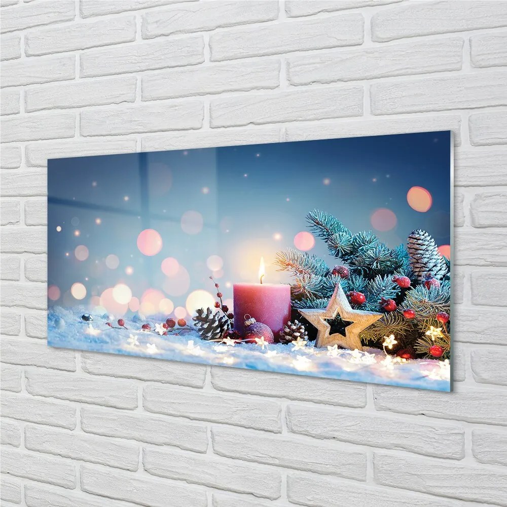 Sklenený obraz Svätý sviečka snehu 125x50 cm