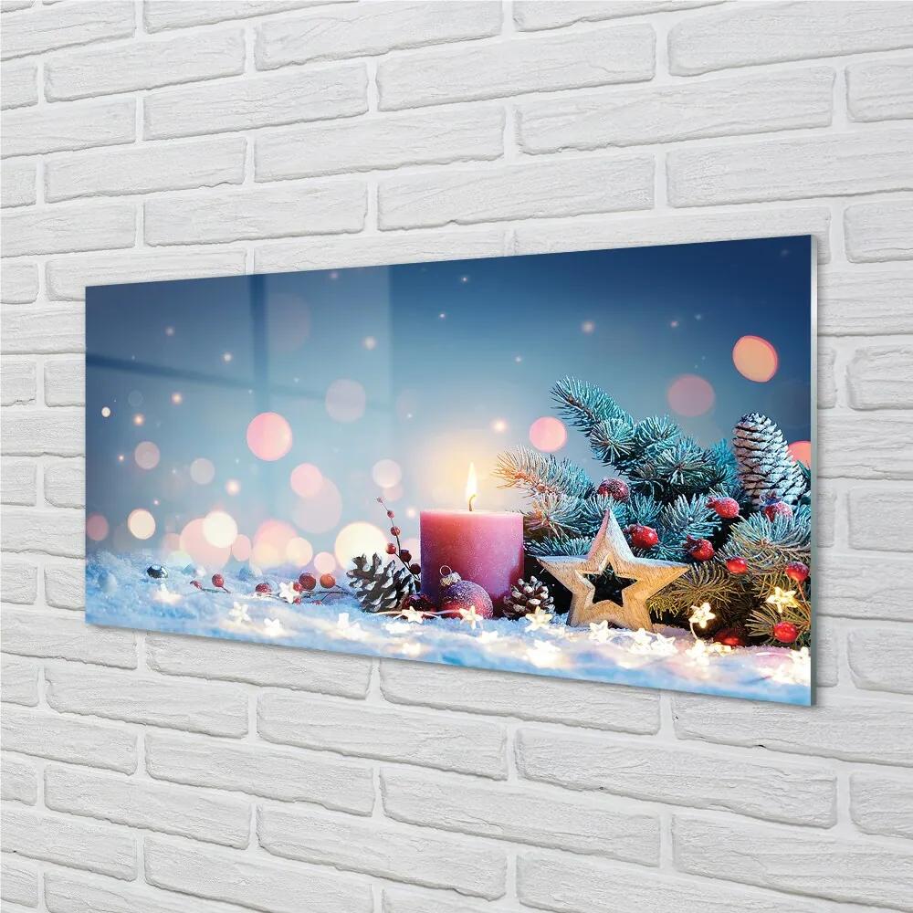 Sklenený obraz Svätý sviečka snehu 140x70 cm