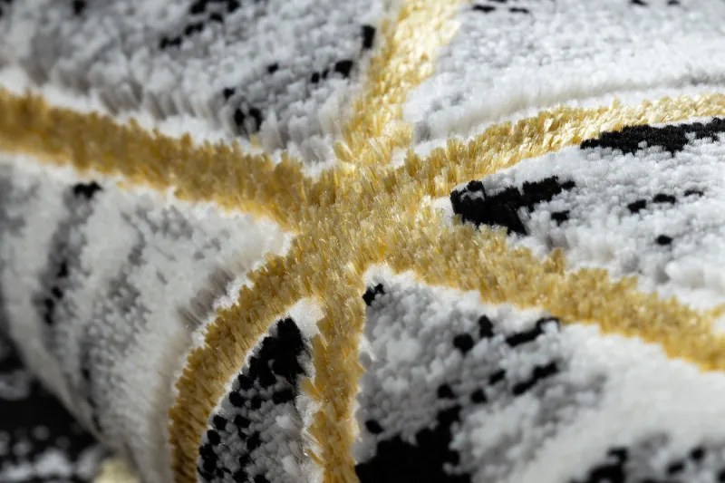 Dywany Łuszczów, Behúň Gloss 409A 82 3D cubes black/gold/grey, 80x200, čierna, obývacia izba