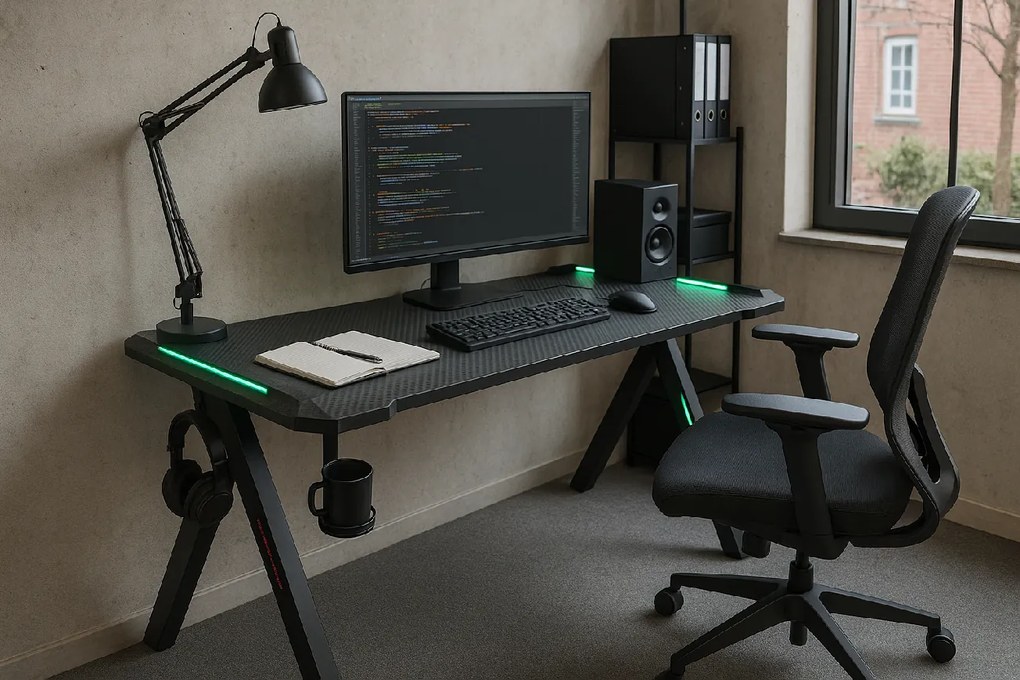 Herný stôl s podsvietením BG03 čierny 140 cm