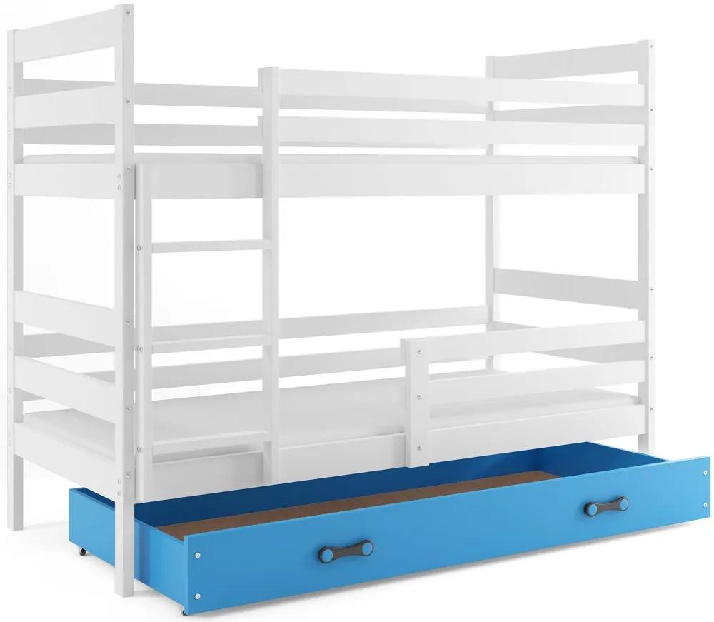 Poschodová posteľ ERIK 2 - 160x80cm - Biela - Modrá