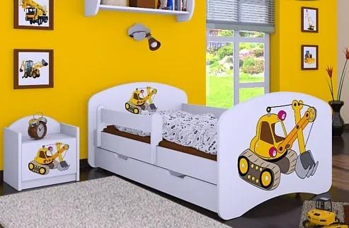 MAXMAX Detská posteľ so zásuvkou 160x80cm ŽLTÝ BAGR