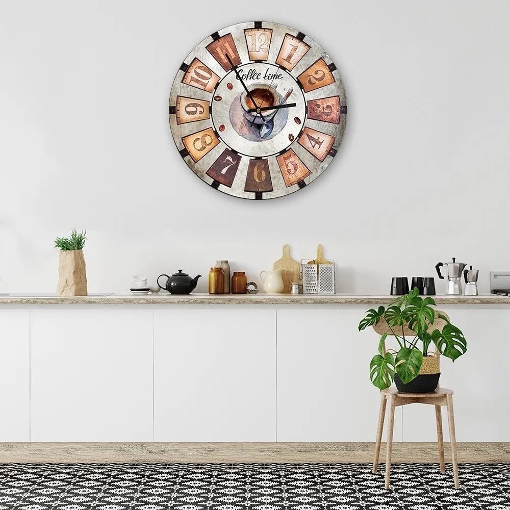 Gario Hodiny na stenu Šálka horúcej kávy Rozmery: 80 x 80 cm
