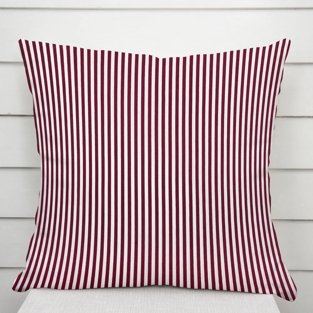 Biante Bavlnená obliečka na vankúš Sandra SA-363 Tmavo červeno-biele pásiky 60 x 60 cm