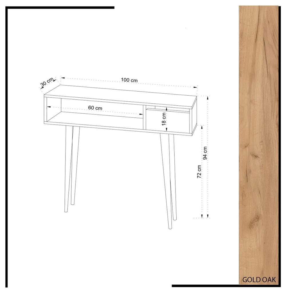 Konzolový stolík Kiogi 100 cm biely/hnedý