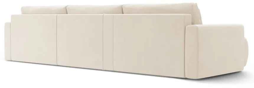 Béžová zamatová rozkladacia rohová pohovka s úložným priestorom (do "U") Belfast – Cosmopolitan Design