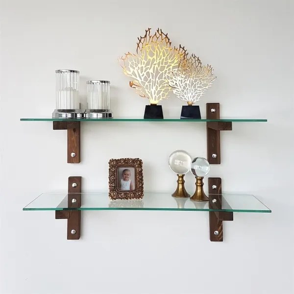 SADA 2x Nástenná polica 25x85 cm borovica/číra