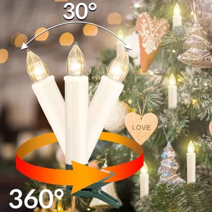 LED sviečky na vianočný stromček, teplá biela 20ks, vrátane batérií