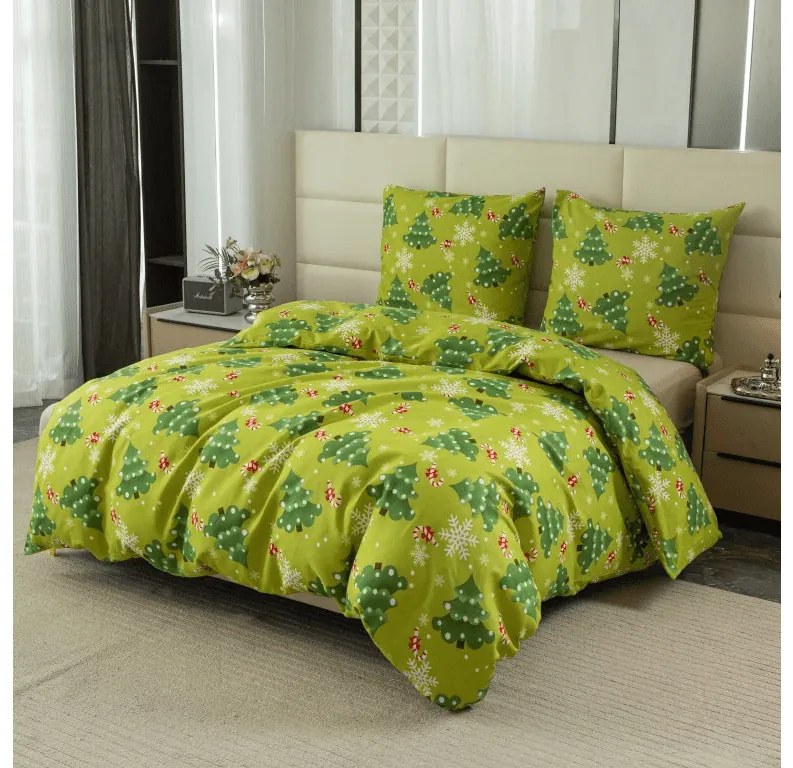 Mikroflanelové obliečky CHRISTMAS TREE zelené Rozmer obliečky: 70 x 90 cm | 140 x 200 cm