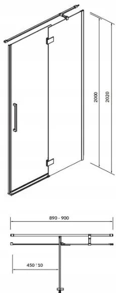 Cersanit Crea, krídlové dvere do otvoru 90x200 cm (pravé), 8mm číre sklo, chrómový profil, S159-006