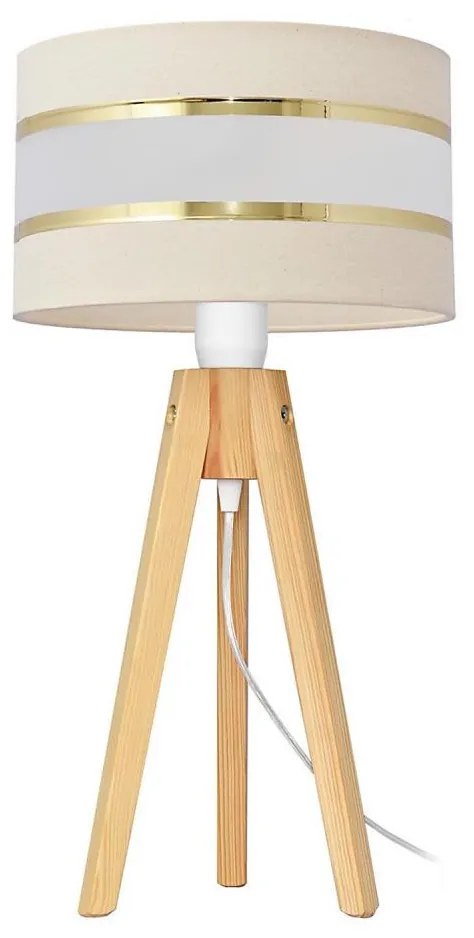 Stolná lampa HELEN 1xE27/15W/230V krémová/zlatá/borovica