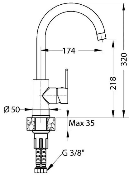 ALVEUS 1129052 - Drezová batéria TONIA 34 cm granit/čierna
