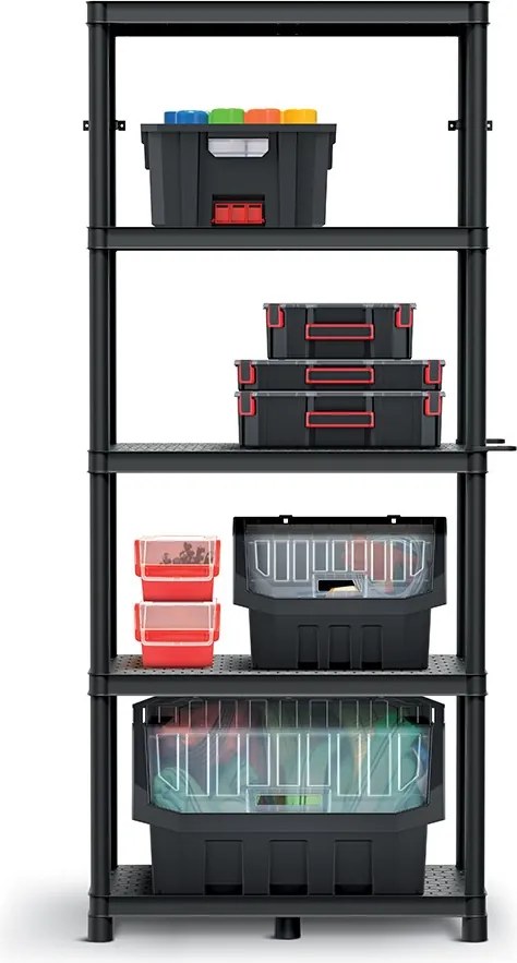 Plastový dielenský regál Stacker 74x172,5 cm čierny