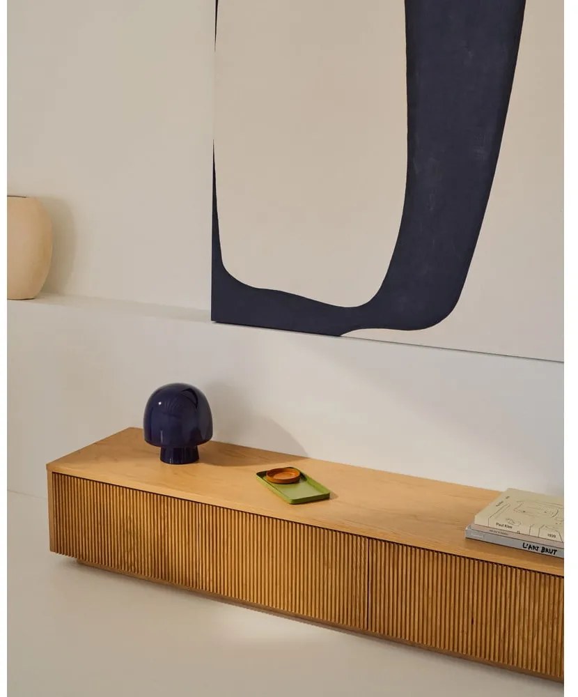 TV stolík v dekore duba v prírodnej farbe 200x30x40 cm Helvine – Kave Home