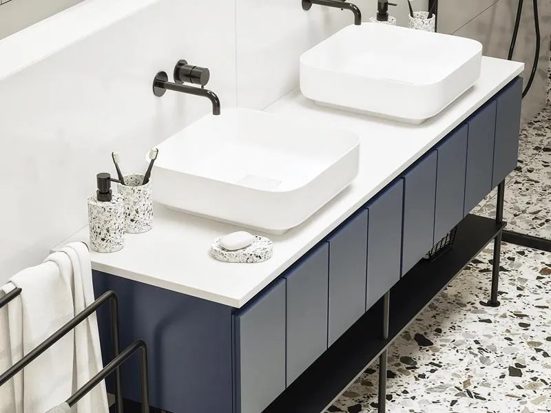 Erga Nero, voľne stojaci držiak na toaletný papier s WC kefou, čierna matná, ERG-08309