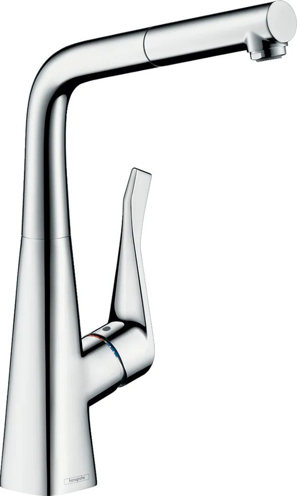Hansgrohe Metris New, páková kuchynská batéria 320, s vyťahovacím výtokom, chrómová, HAN-14821000