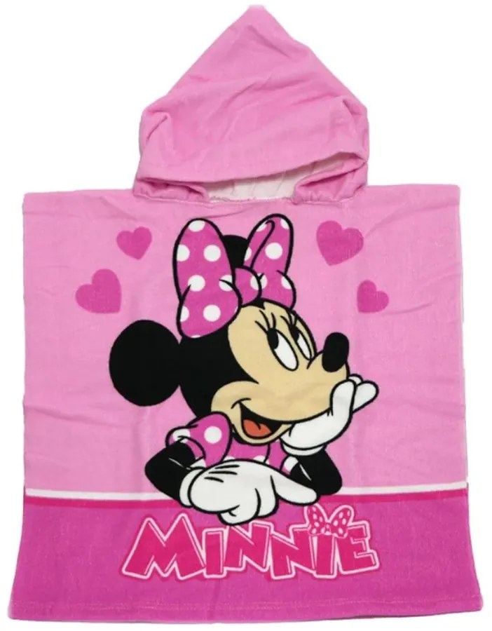 Kúpacie pončo - osuška s kapucňou Minnie Mouse - Disney - vyrobené z mikrovlákna - 100 x 50 cm
