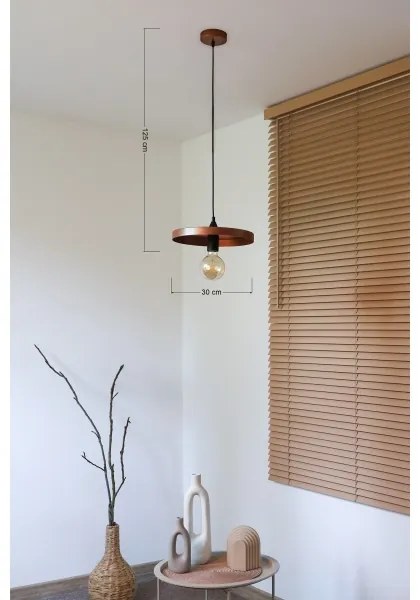 Duolla - Luster na lanku IRONLINE 1xE27/15W/230V pr. 30 cm medená/čierna